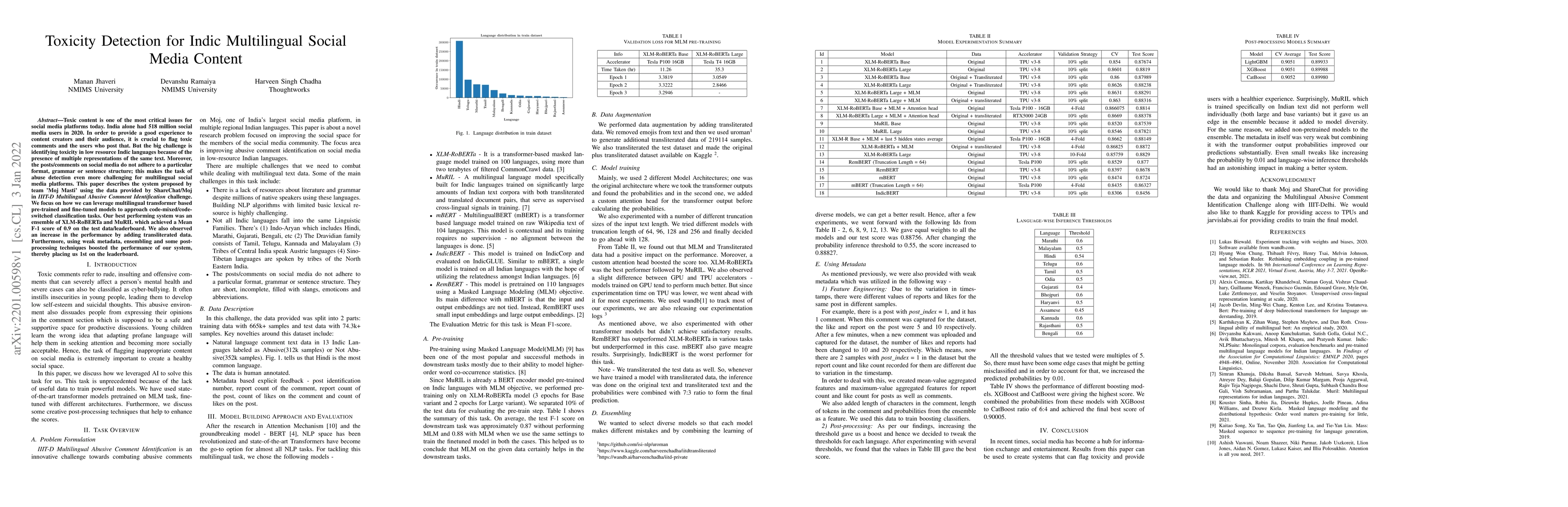 Thumbnail for Toxicity Detection for Indic Multilingual Social Media Content