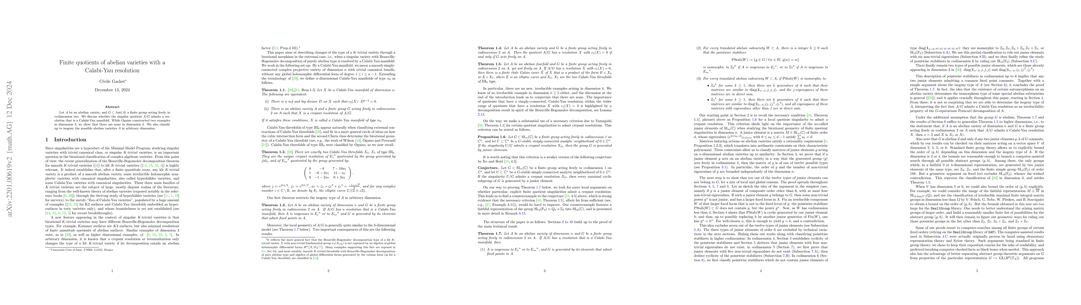 Thumbnail for Finite quotients of abelian varieties with a Calabi-Yau resolution
