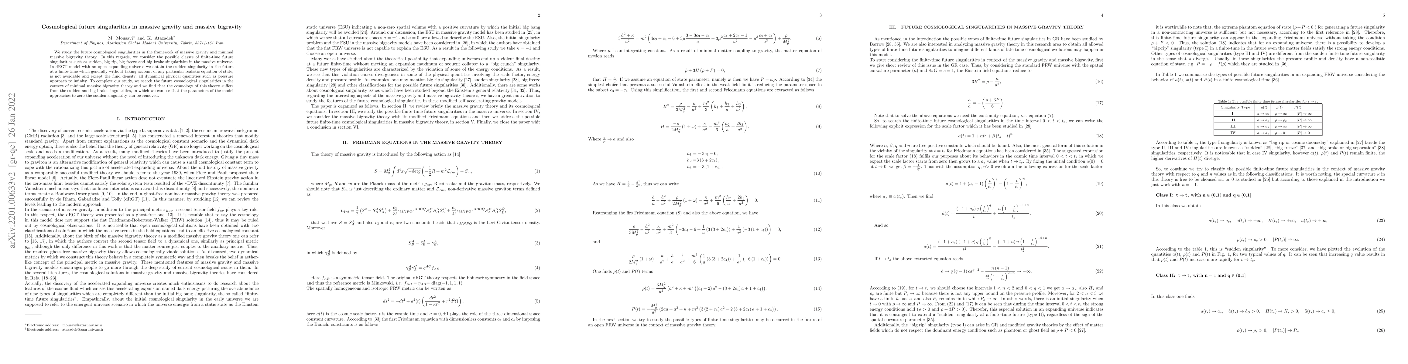 Thumbnail for Cosmological future singularities in massive gravity and massive
  bigravity