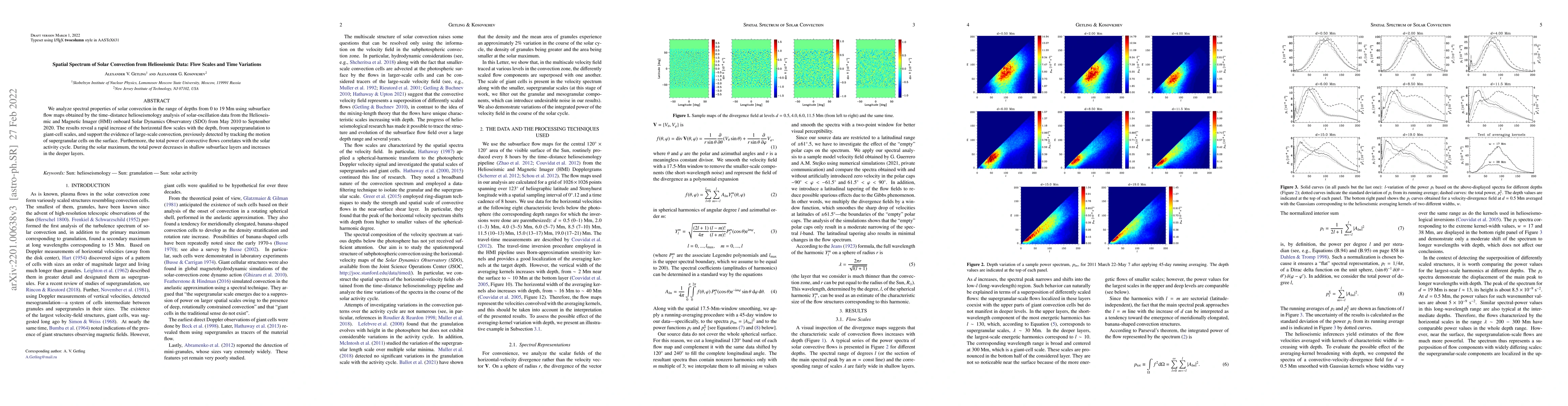 Thumbnail for Spatial Spectrum of Solar Convection from Helioseismic Data: Flow Scales
  and Time Variations