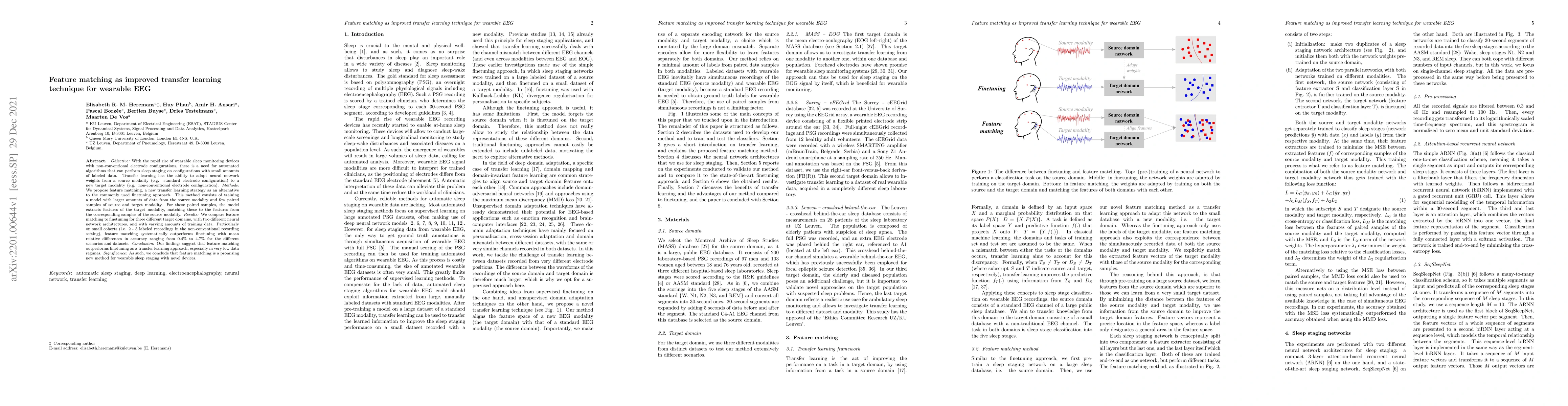 Thumbnail for Feature matching as improved transfer learning technique for wearable
  EEG