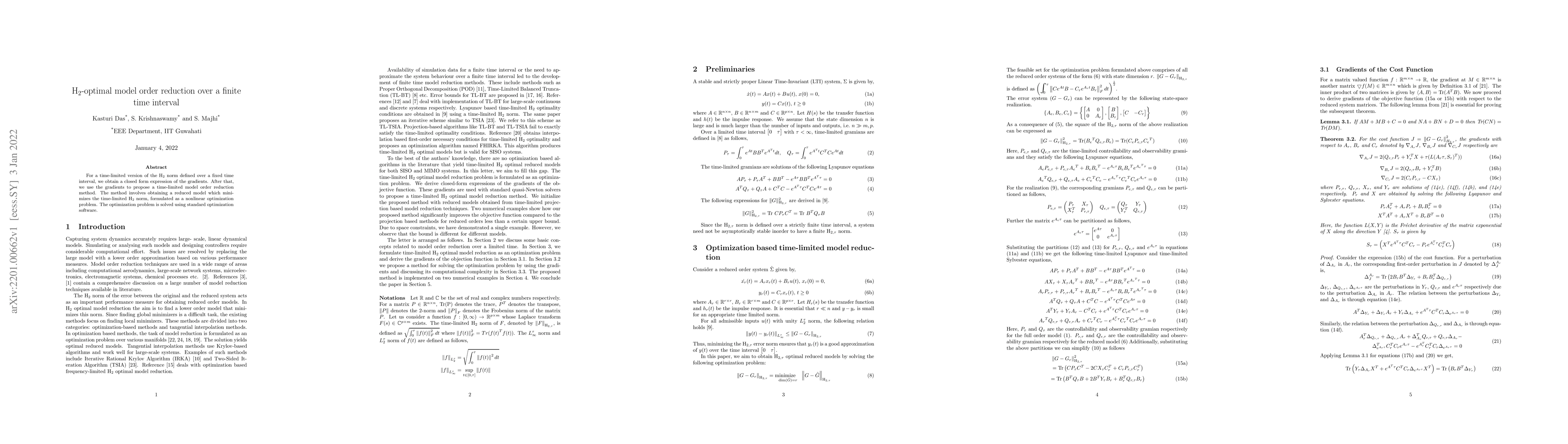 Thumbnail for H$_2$ Optimal Model Order Reduction over a Finite Time Interval