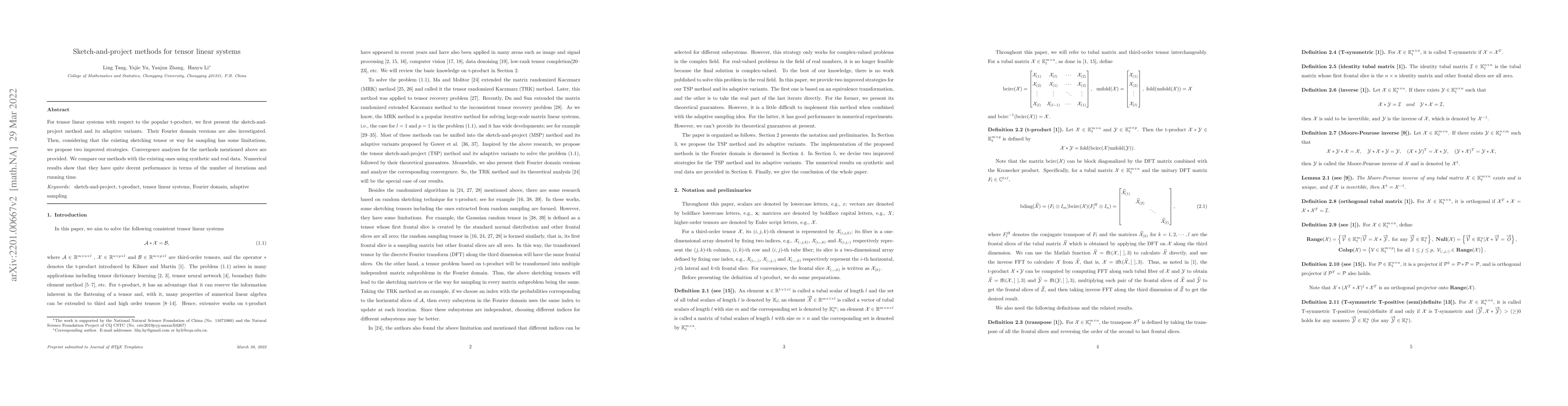 Thumbnail for Sketch-and-project methods for tensor linear systems
