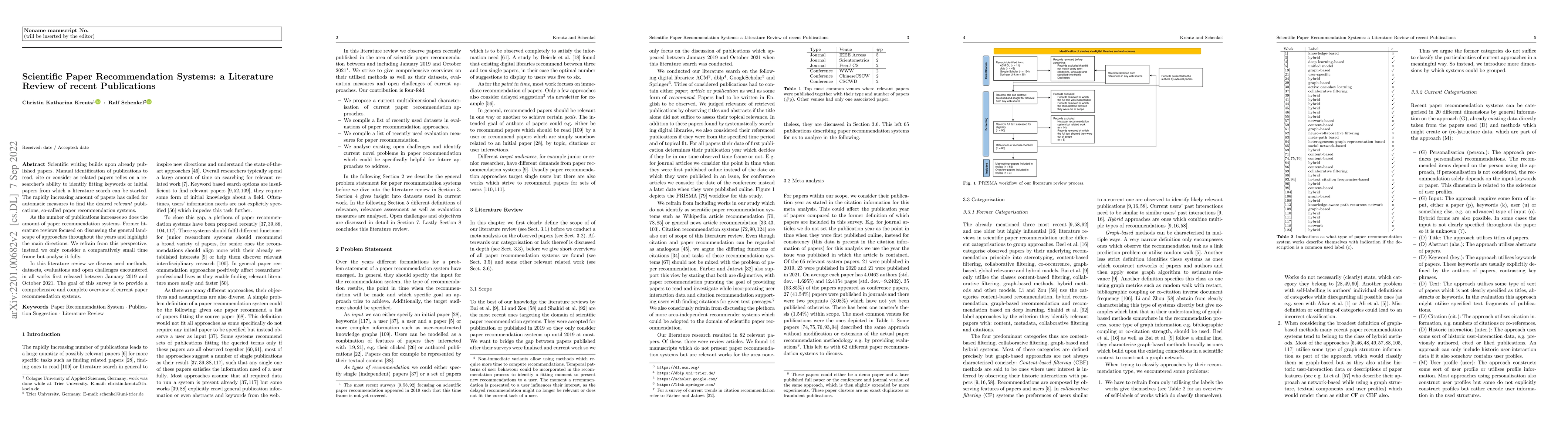 Thumbnail for Scientific Paper Recommendation Systems: a Literature Review of recent
  Publications