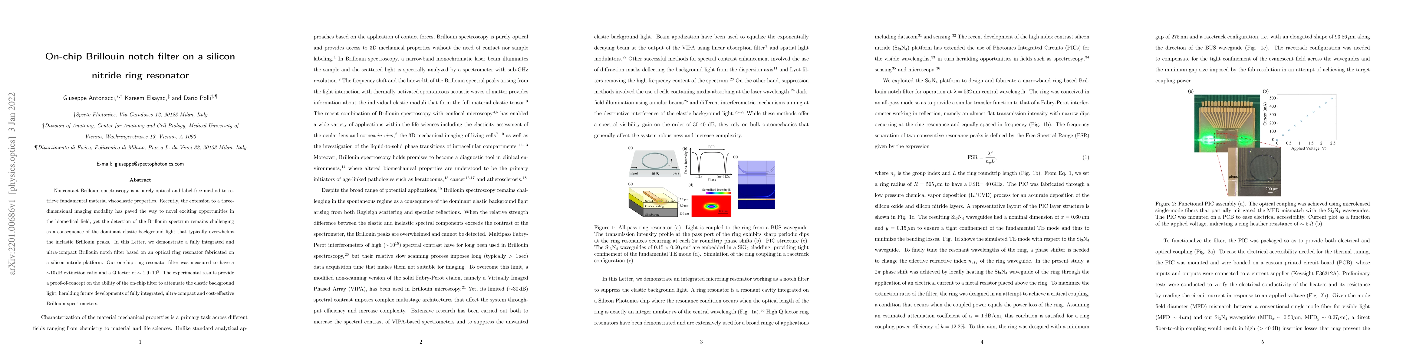 Thumbnail for On-chip Brillouin notch filter on a silicon nitride ring resonator