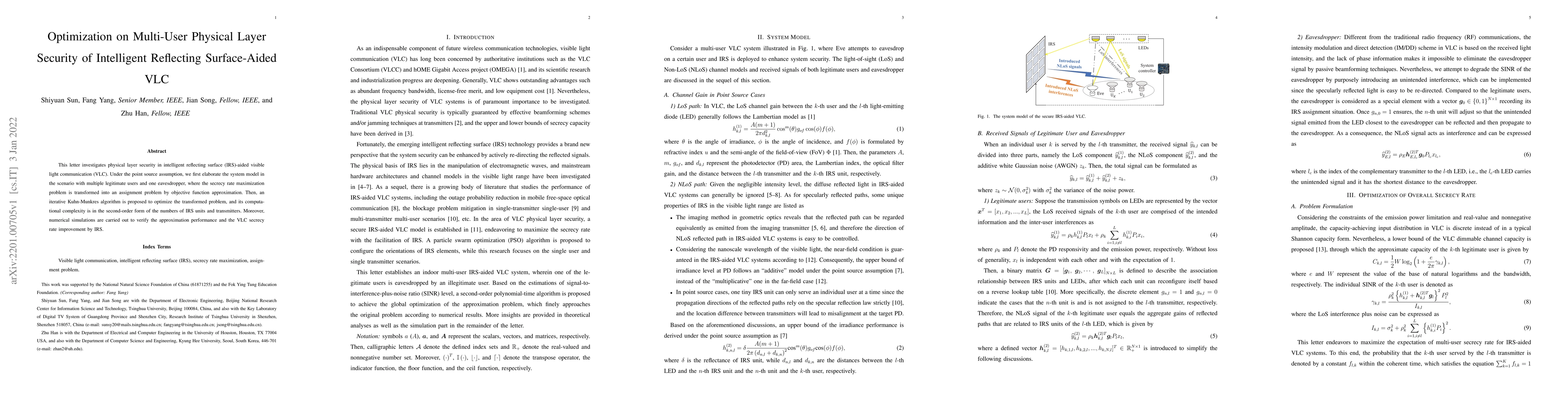 Thumbnail for Optimization on Multi-User Physical Layer Security of Intelligent
  Reflecting Surface-Aided VLC