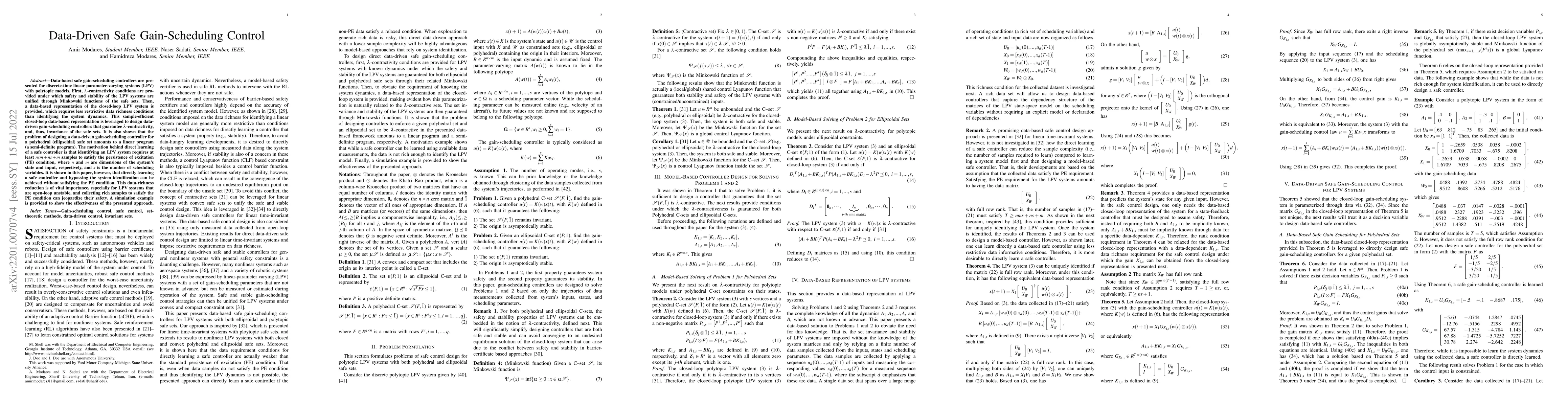 Thumbnail for Data Driven Safe Gain-Scheduling Control