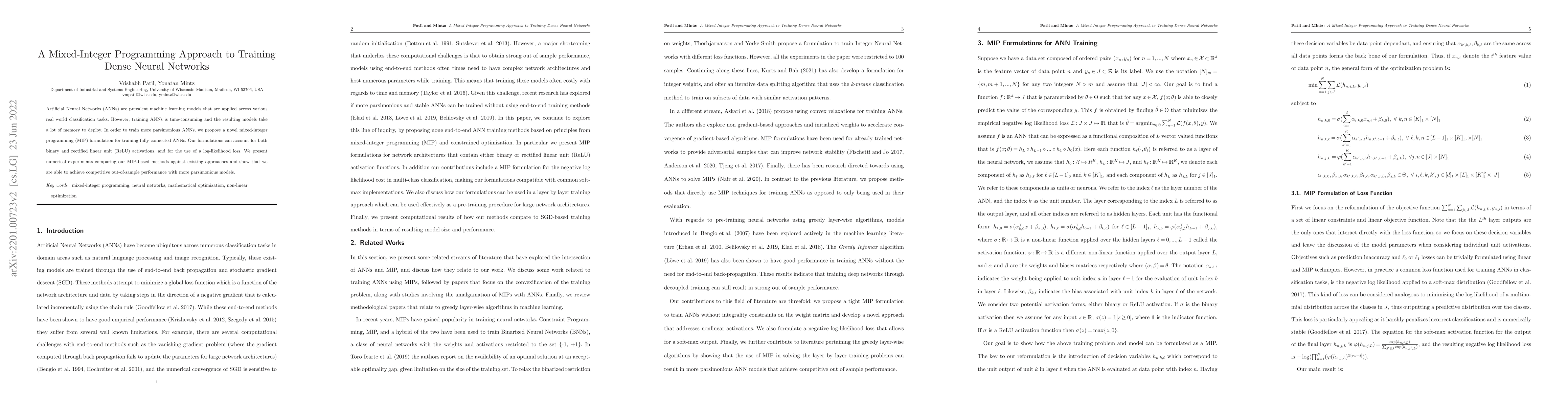 Thumbnail for A Mixed-Integer Programming Approach to Training Dense Neural Networks