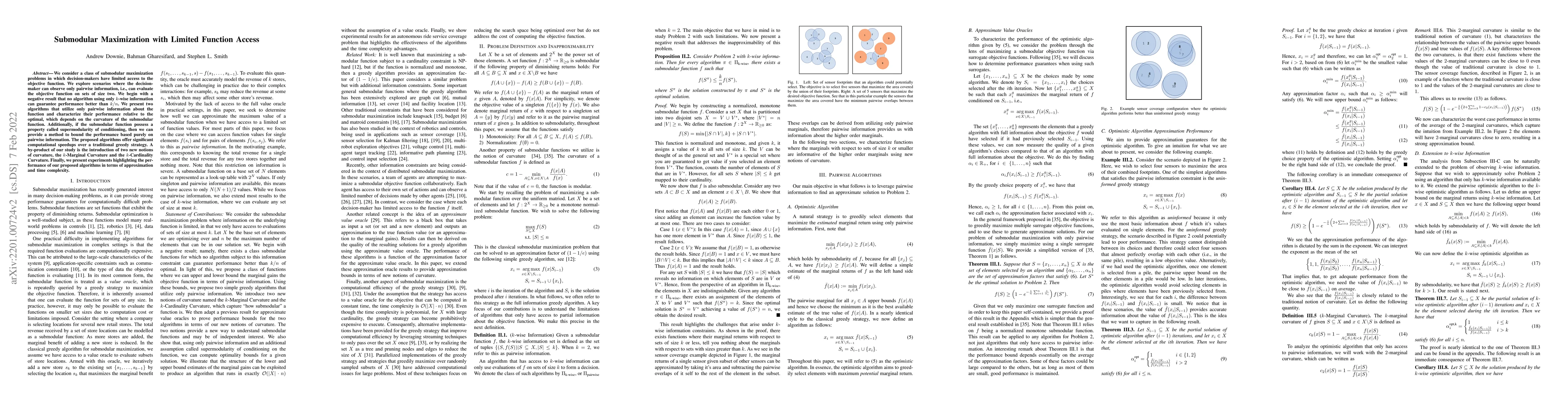 Thumbnail for Submodular Maximization with Limited Function Access