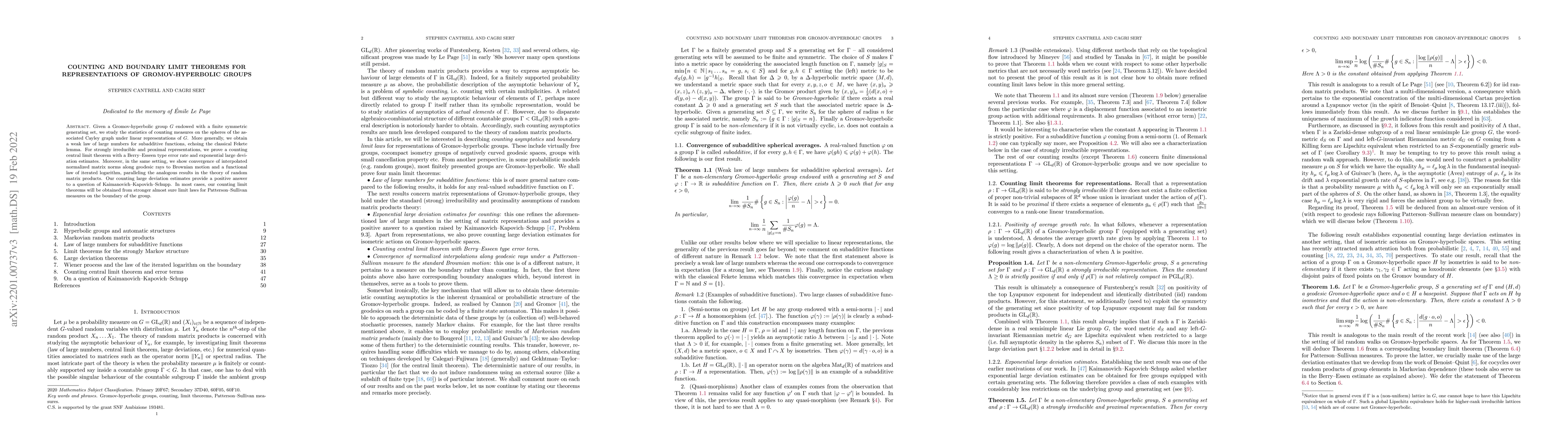 Thumbnail for Counting and boundary limit theorems for representations of
  Gromov-hyperbolic groups