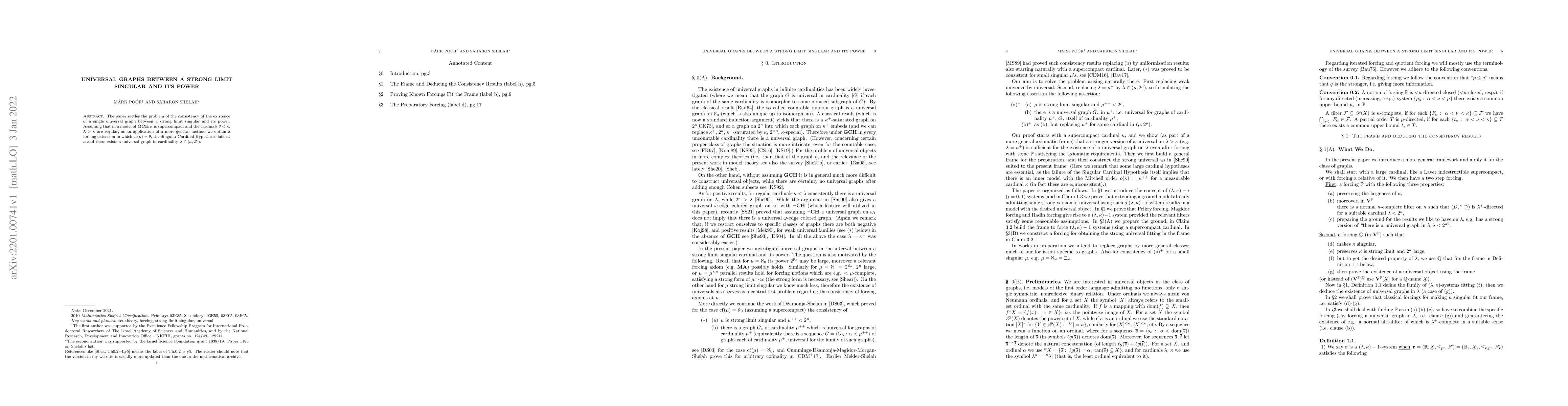 Thumbnail for Universal graphs between a strong limit singular and its power