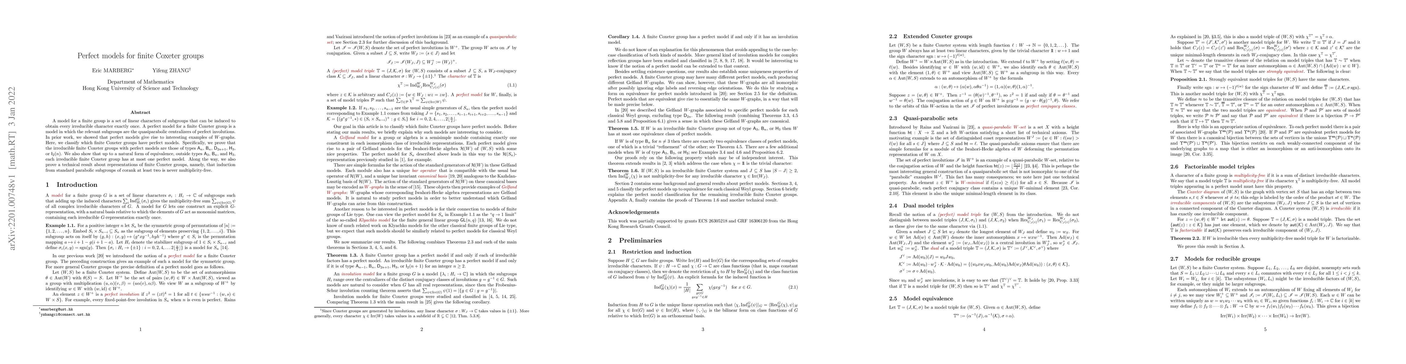 Thumbnail for Perfect models for finite Coxeter groups