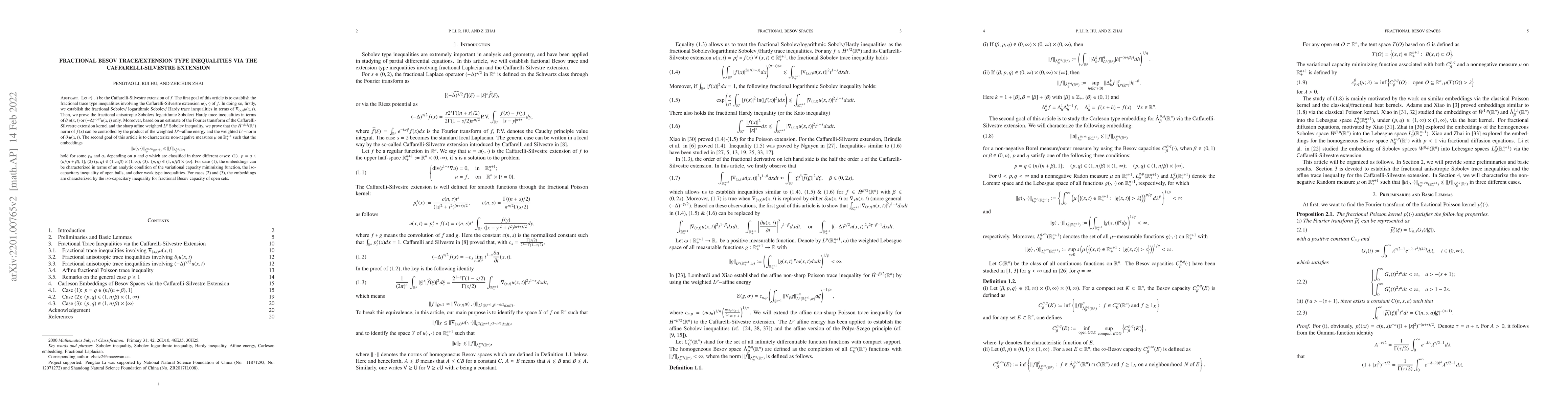 Thumbnail for Fractional Besov Trace/Extension Type Inequalities via the
  Caffarelli-Silvestre extension
