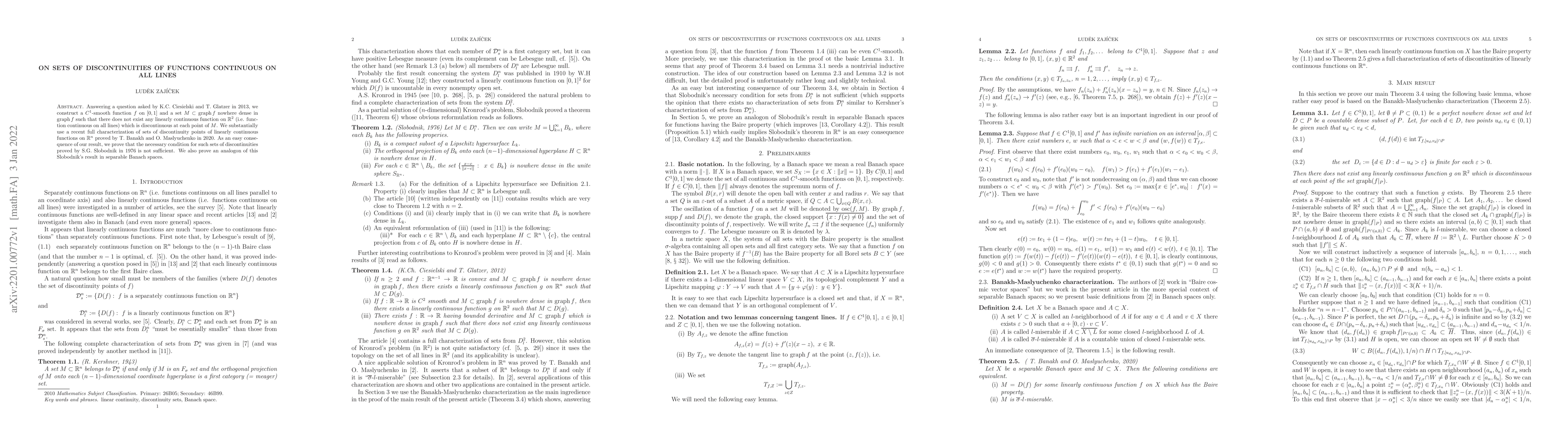 Thumbnail for On sets of discontinuities of functions continuous on all lines