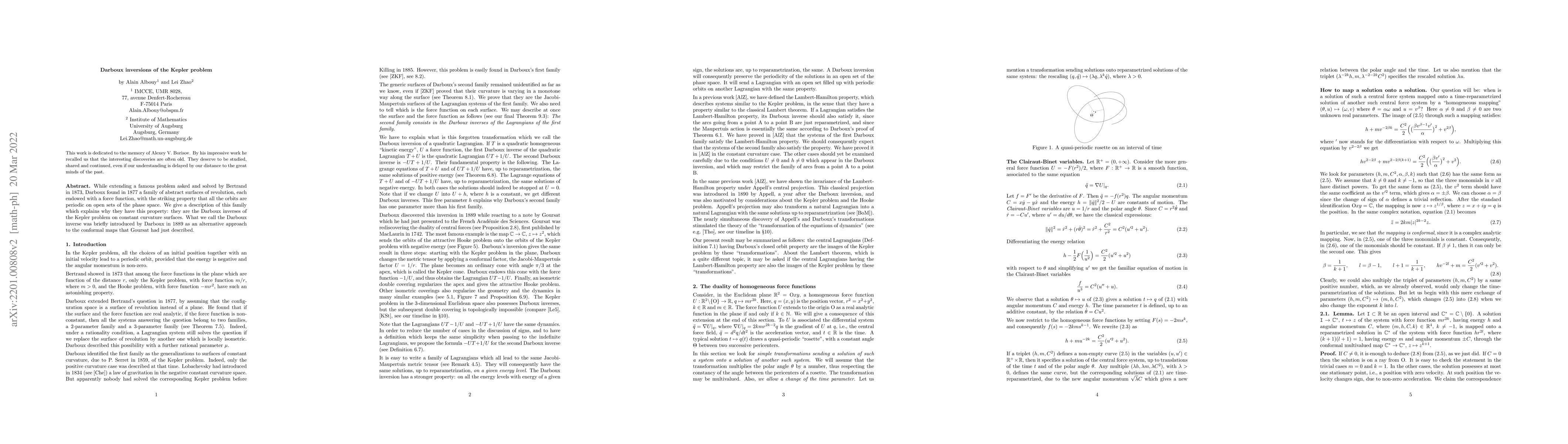 Thumbnail for Darboux inversions of the Kepler problem