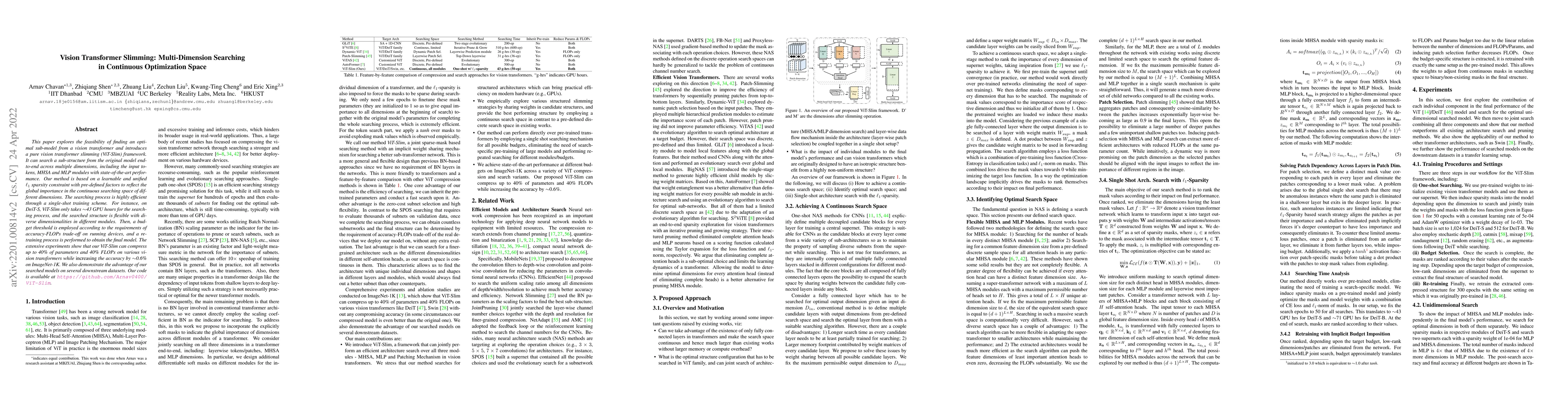Thumbnail for Vision Transformer Slimming: Multi-Dimension Searching in Continuous
  Optimization Space
