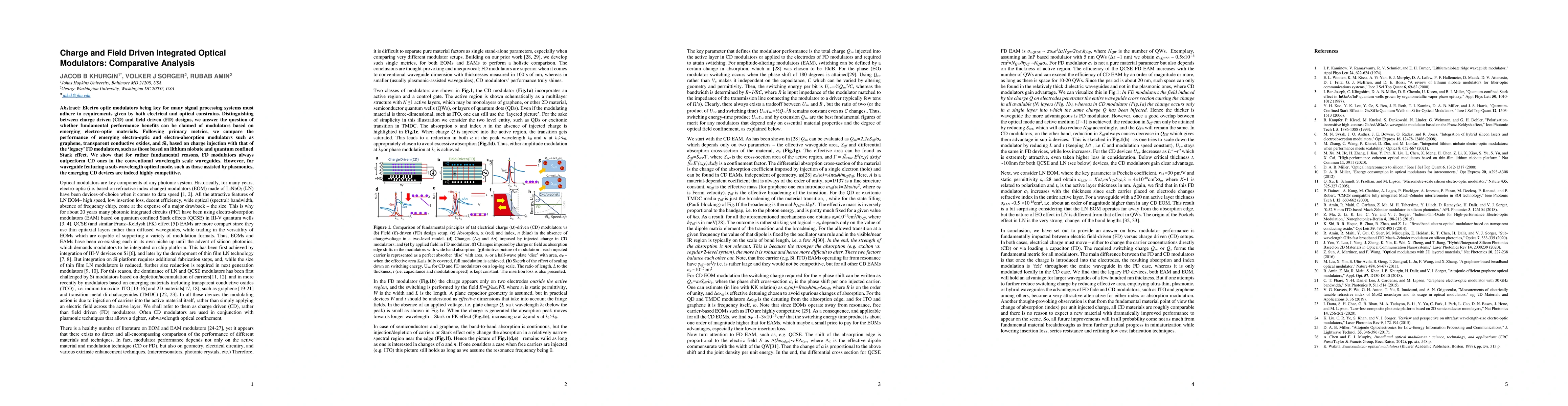 Thumbnail for Charge and Field Driven Integrated Optical Modulators: Comparative
  Analysis