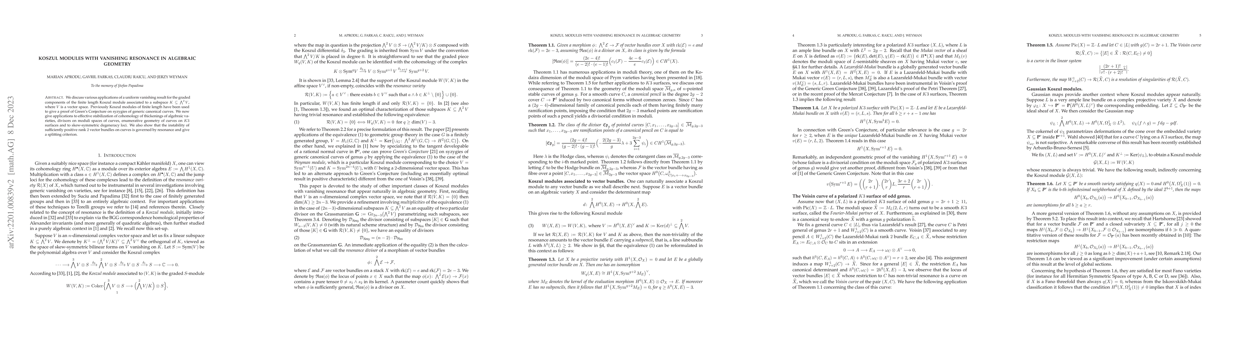 Thumbnail for Koszul modules with vanishing resonance in algebraic geometry