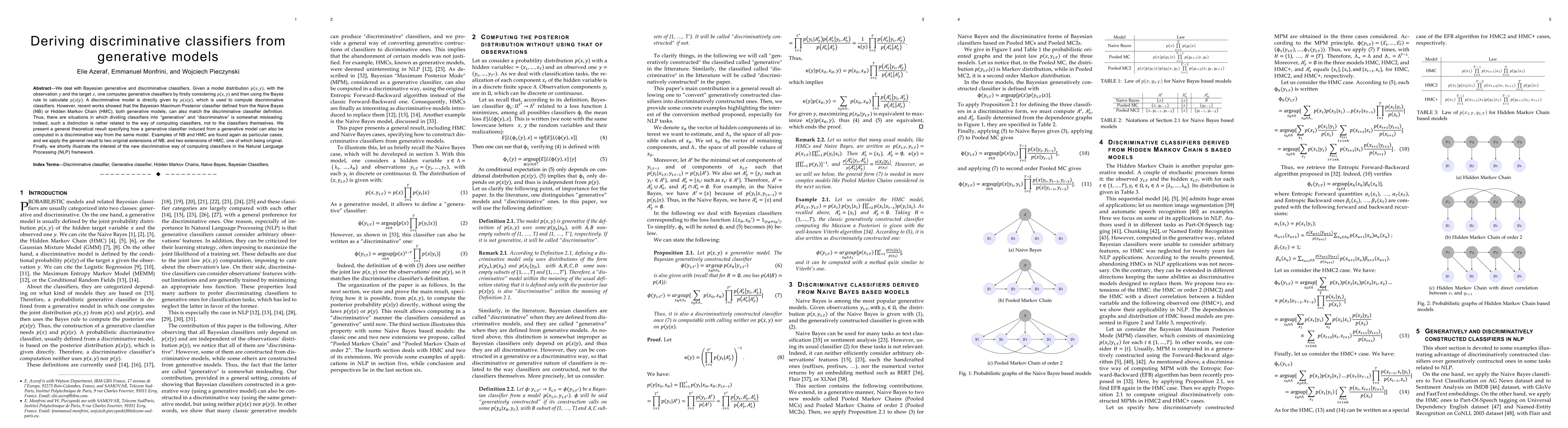 Thumbnail for Deriving discriminative classifiers from generative models