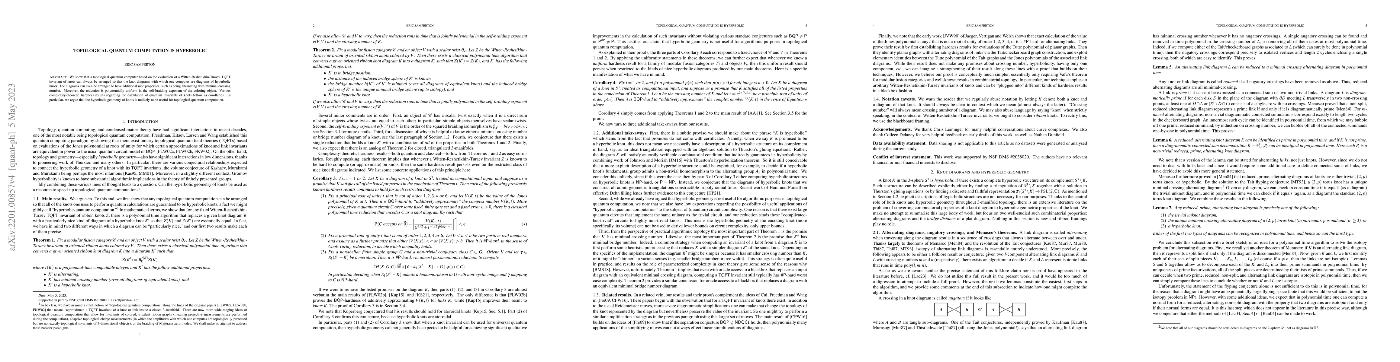 Thumbnail for Topological quantum computation is hyperbolic