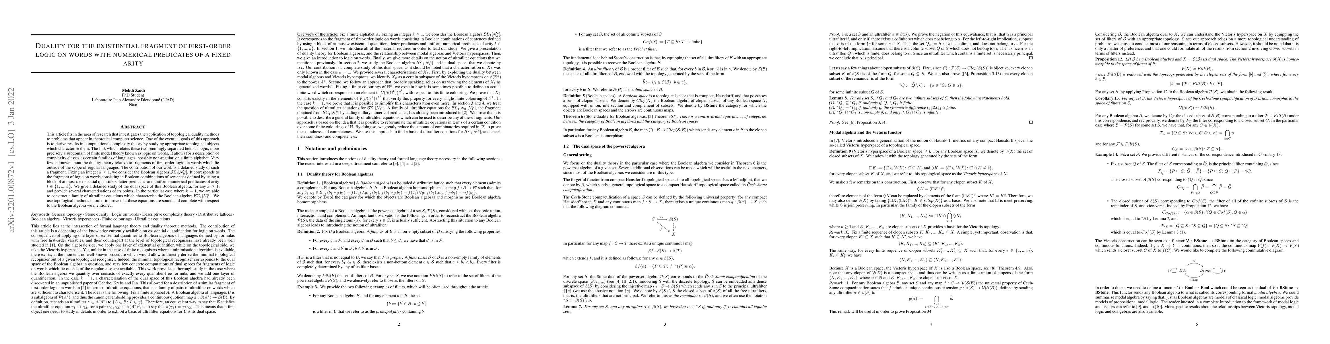 Thumbnail for Duality for the existential fragment of first-order logic on words with
  numerical predicates of a fixed arity