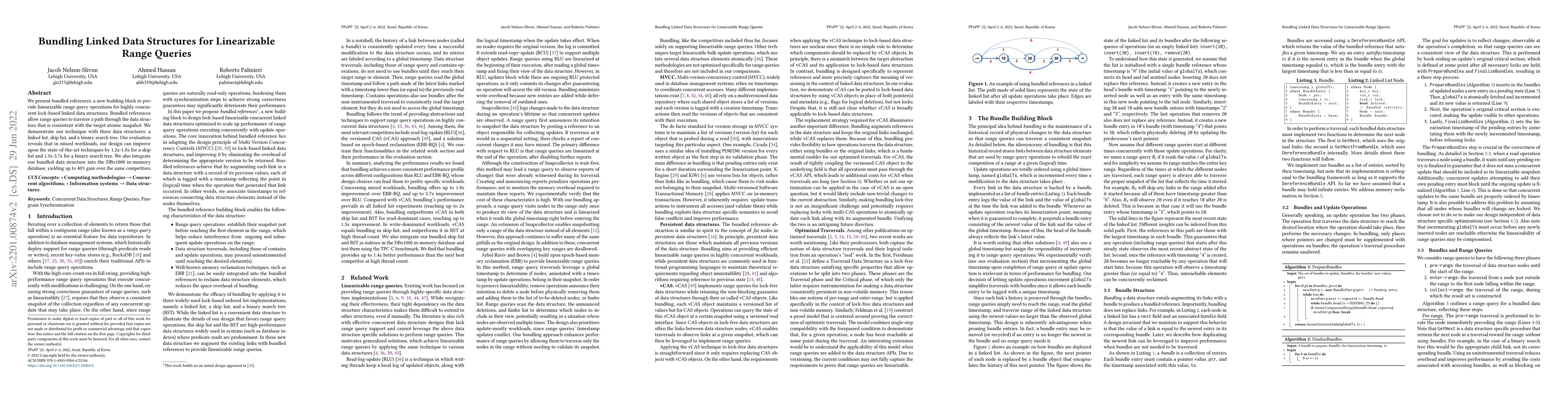 Thumbnail for Technical Report: Bundling Linked Data Structures for Linearizable Range
  Queries