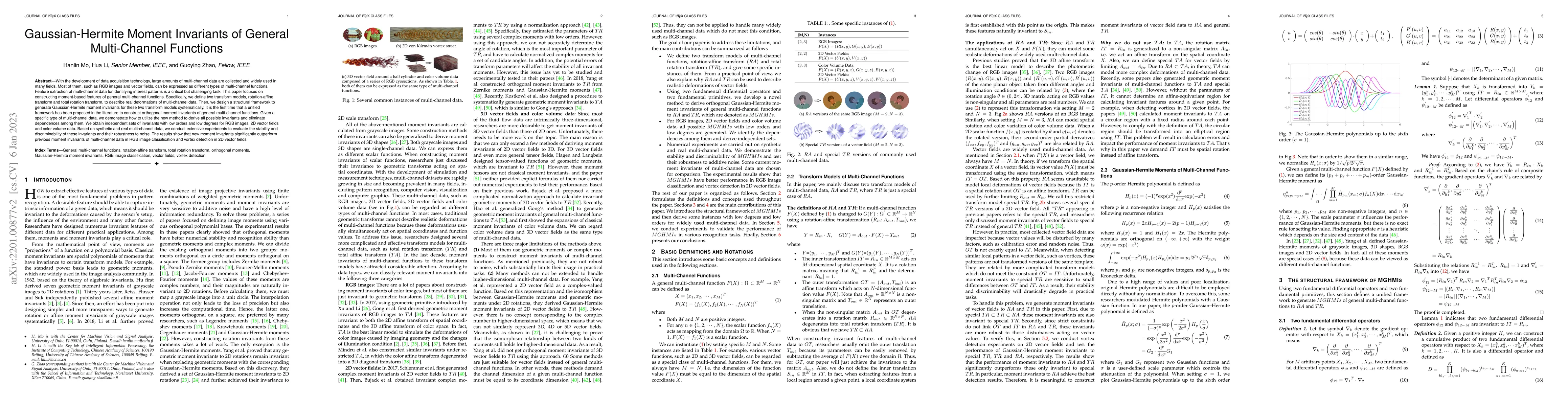 Thumbnail for Gaussian-Hermite Moment Invariants of General Multi-Channel Functions
