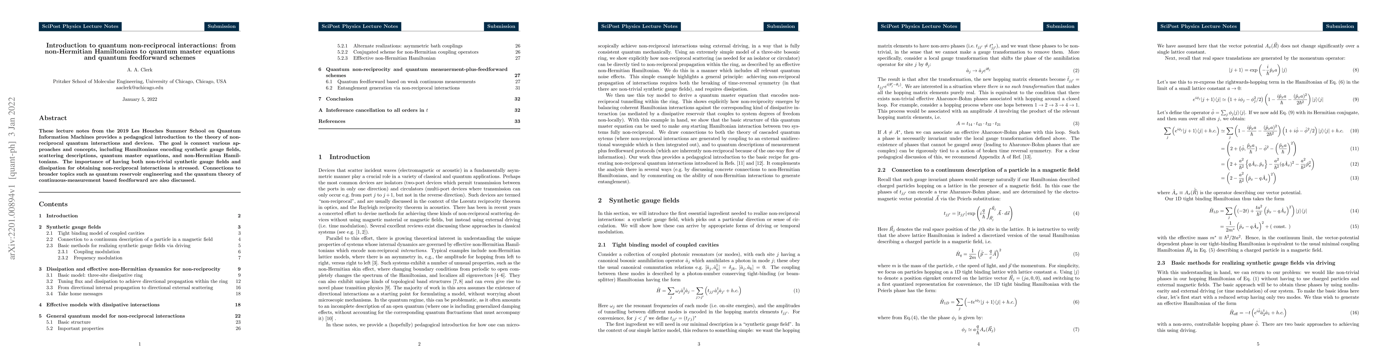 Thumbnail for Introduction to quantum non-reciprocal interactions: from non-Hermitian
  Hamiltonians to quantum master equations and quantum feedforward schemes