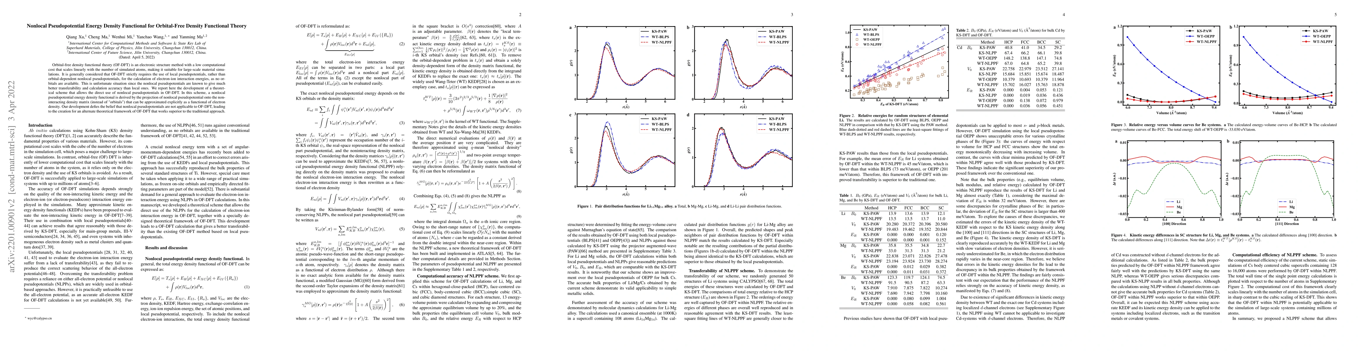 Thumbnail for Nonlocal Pseudopotential Energy Density Functional for Orbital-Free
  Density Functional Theory
