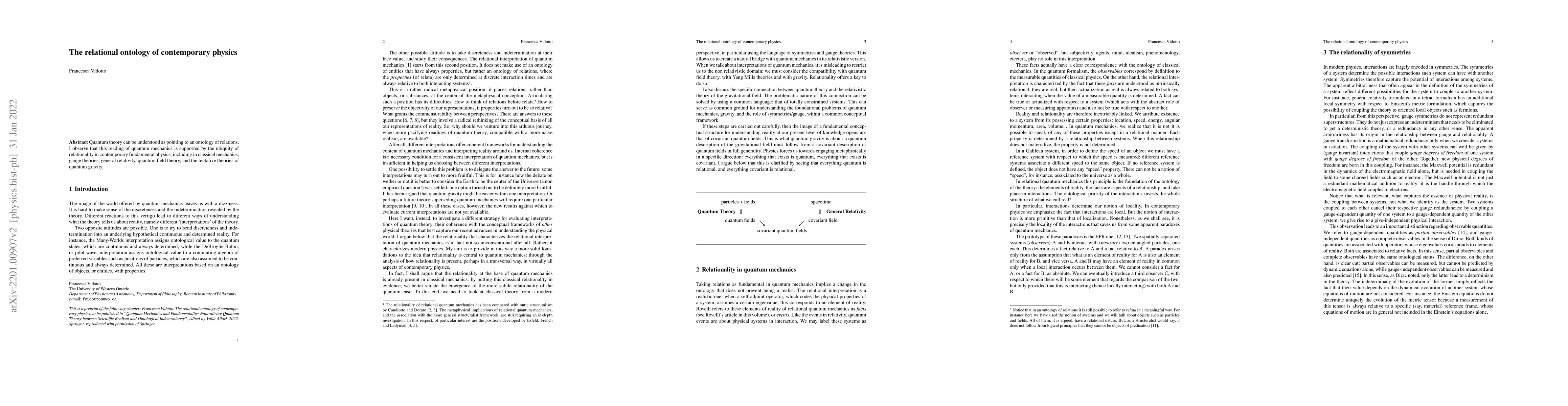 Thumbnail for The relational ontology of contemporary physics