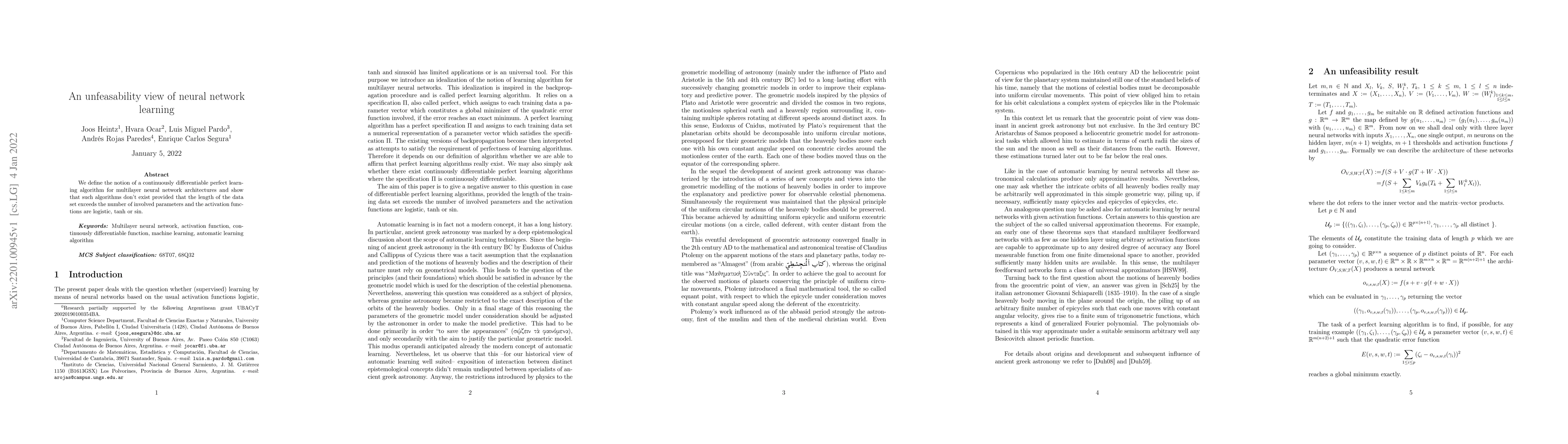Thumbnail for An unfeasability view of neural network learning