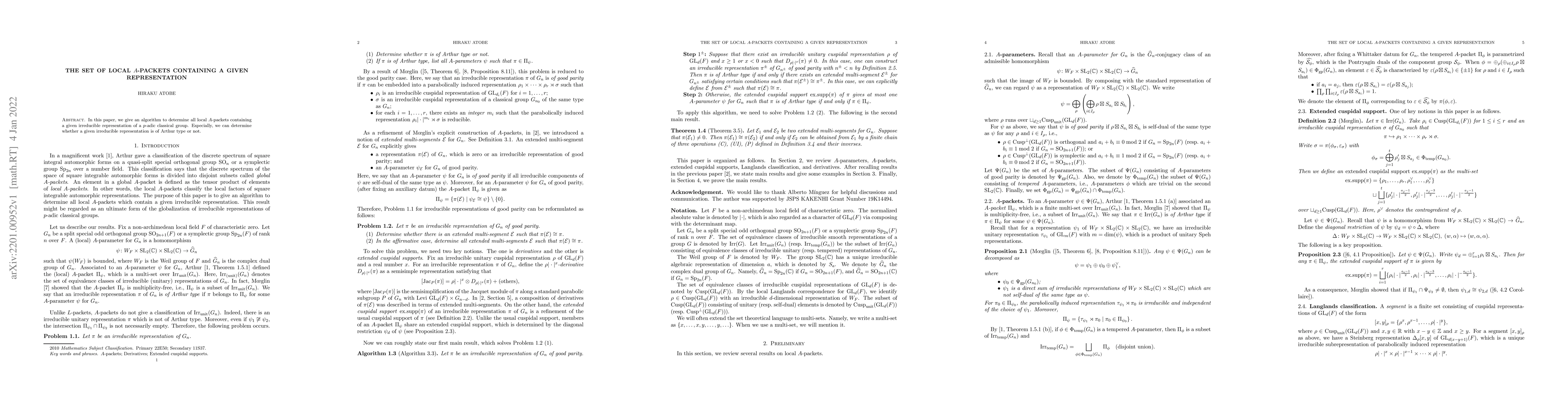 Thumbnail for The set of local A-packets containing a given representation