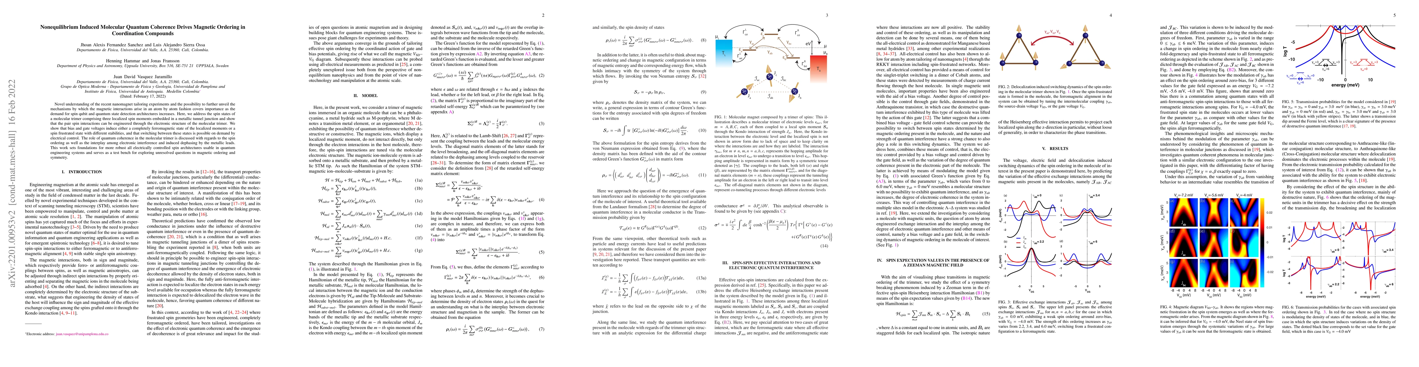 Thumbnail for Quantum coherence driven magnetic ordering in biased three level
  coordination compounds