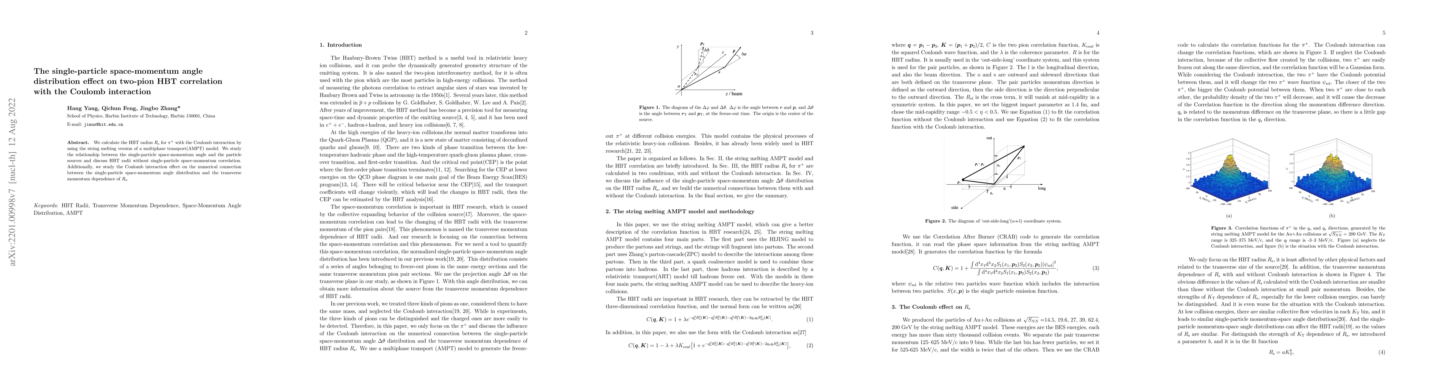 Thumbnail for The single-particle space-momentum angle distribution effect on two-pion
  HBT correlation with the Coulomb interaction