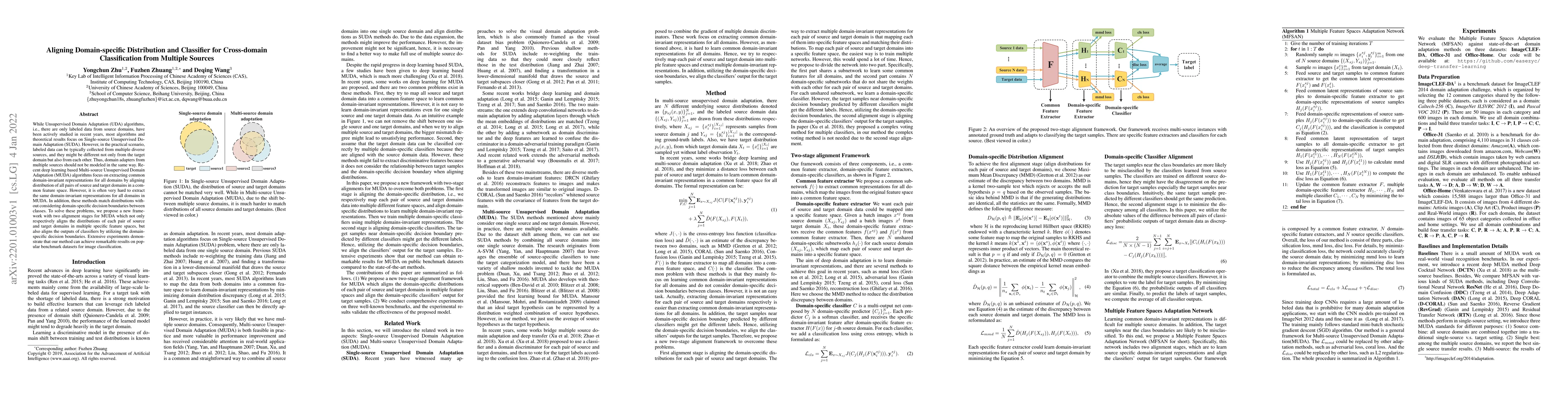 Thumbnail for Aligning Domain-specific Distribution and Classifier for Cross-domain
  Classification from Multiple Sources