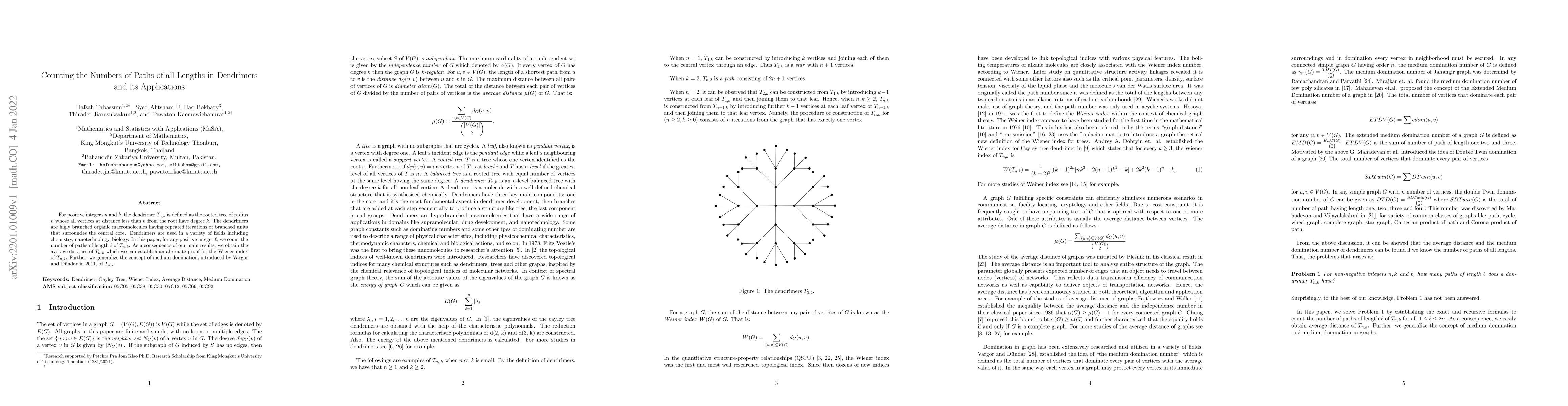 Thumbnail for Counting the numbers of paths of all lengths in dendrimers and its
  applications