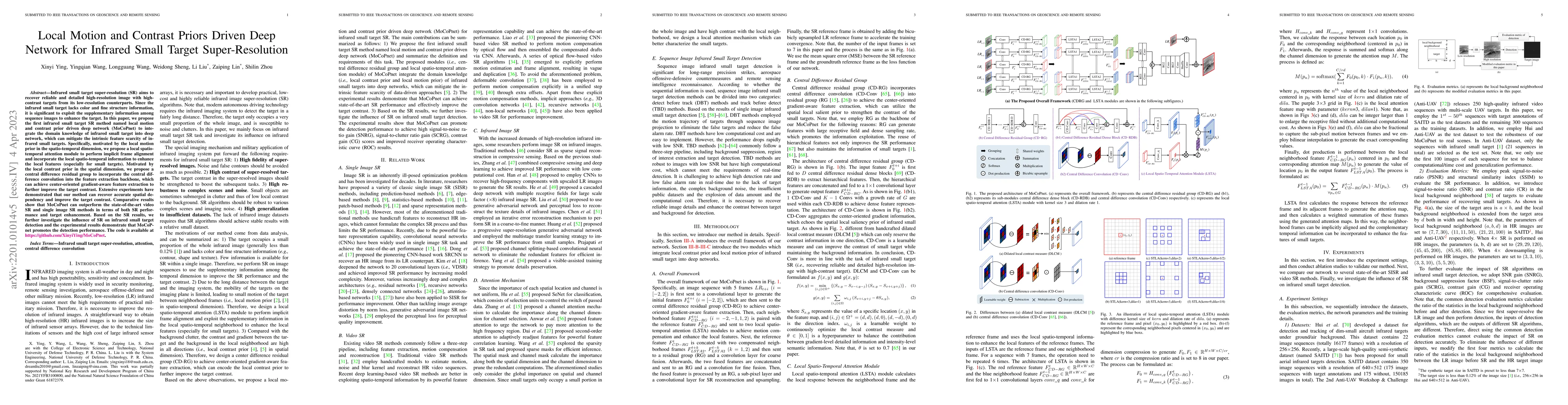 Thumbnail for Local Motion and Contrast Priors Driven Deep Network for Infrared Small
  Target Super-Resolution