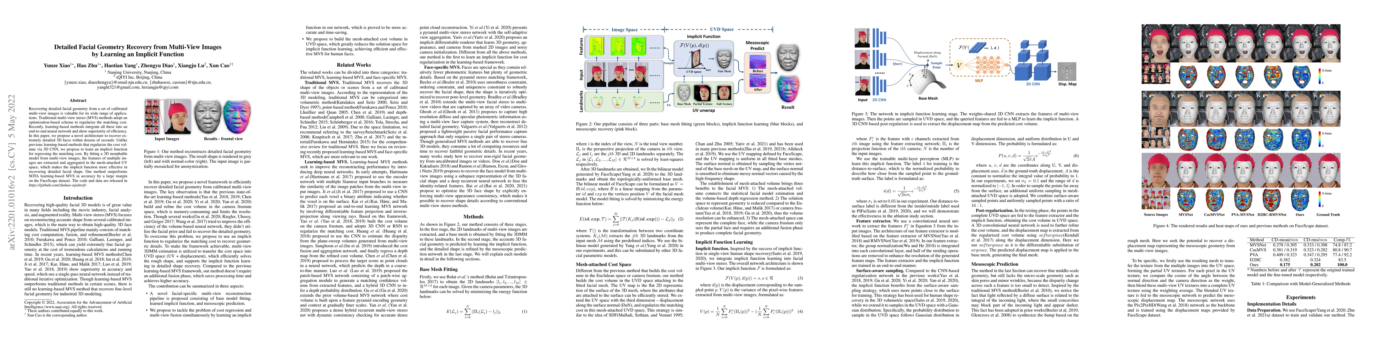 Thumbnail for Detailed Facial Geometry Recovery from Multi-View Images by Learning an
  Implicit Function