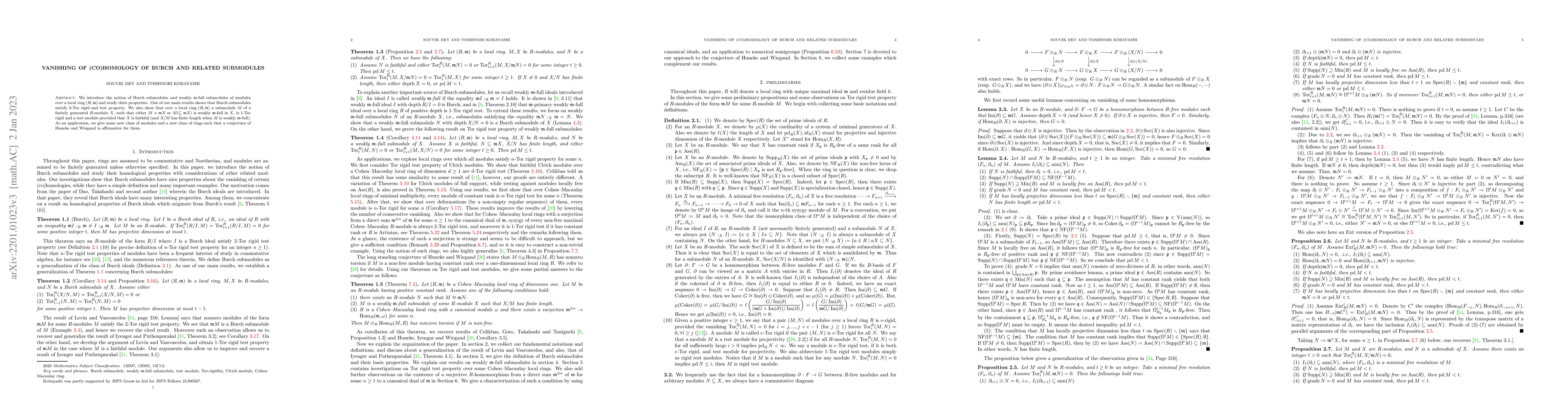 Thumbnail for Vanishing of (co)homology of Burch and related submodules