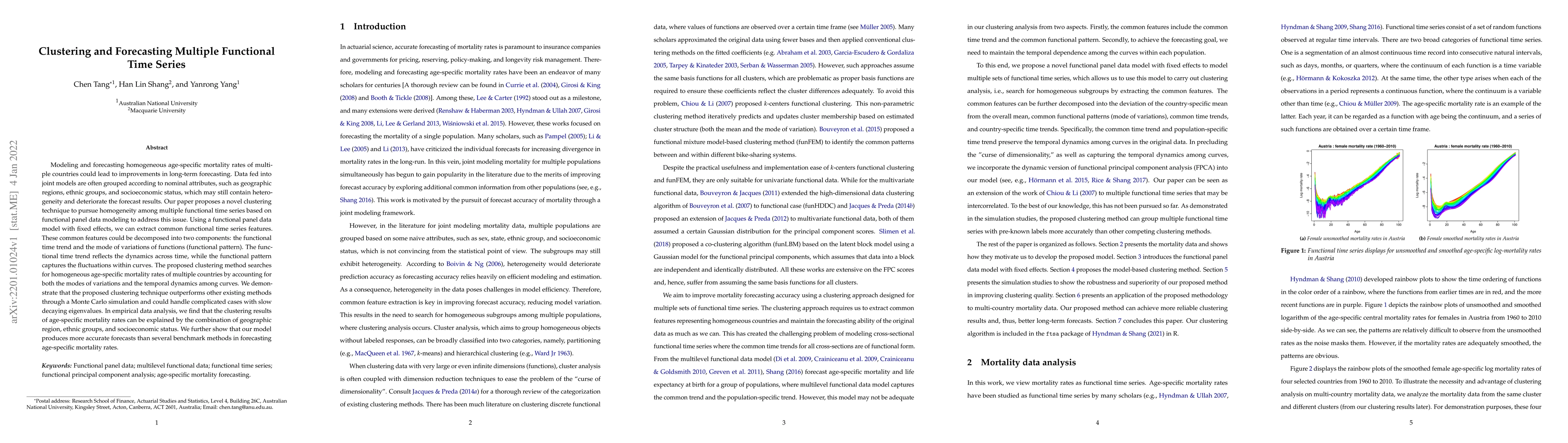 Thumbnail for Clustering and Forecasting Multiple Functional Time Series
