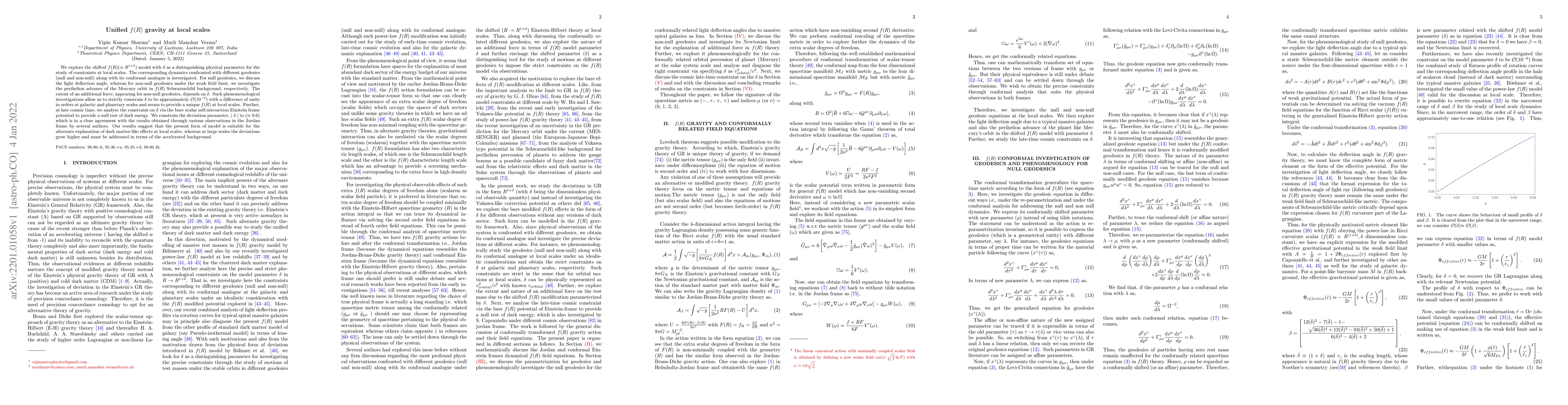 Thumbnail for Unified $f(R)$ gravity at local scales