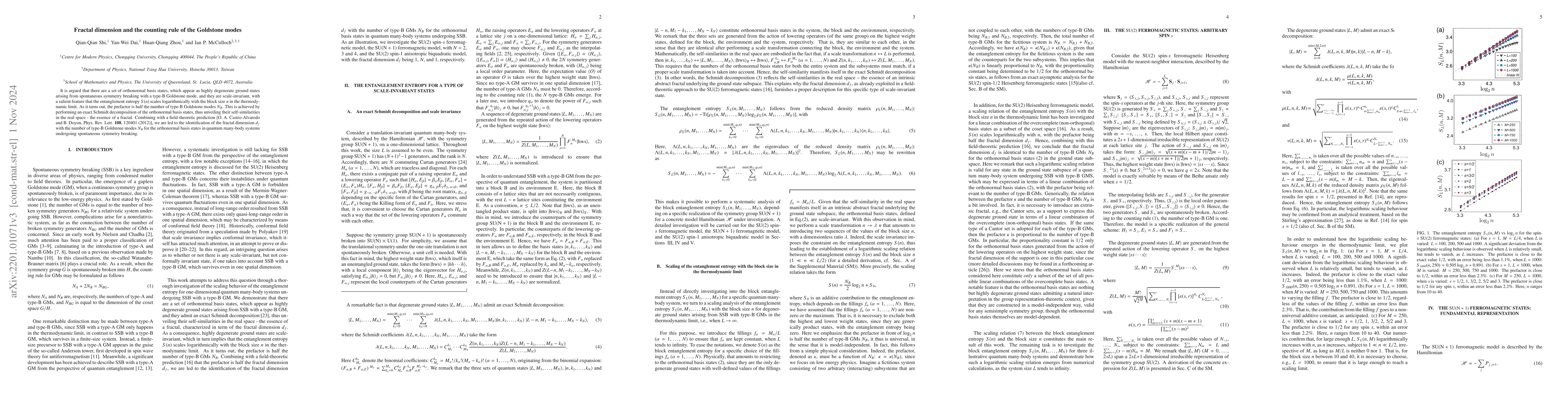 Thumbnail for Fractal dimension and the counting rule of the Goldstone modes