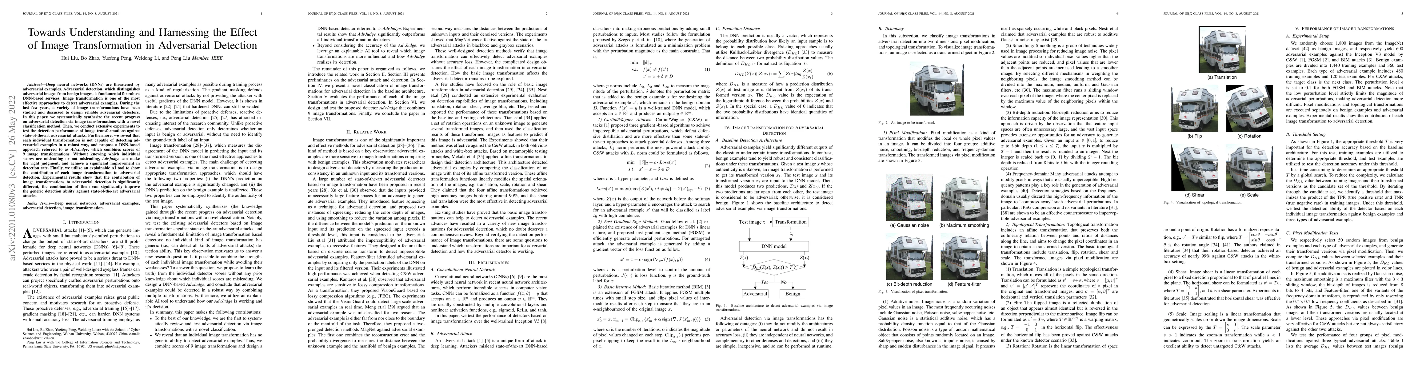 Thumbnail for Towards Understanding and Harnessing the Effect of Image Transformation
  in Adversarial Detection