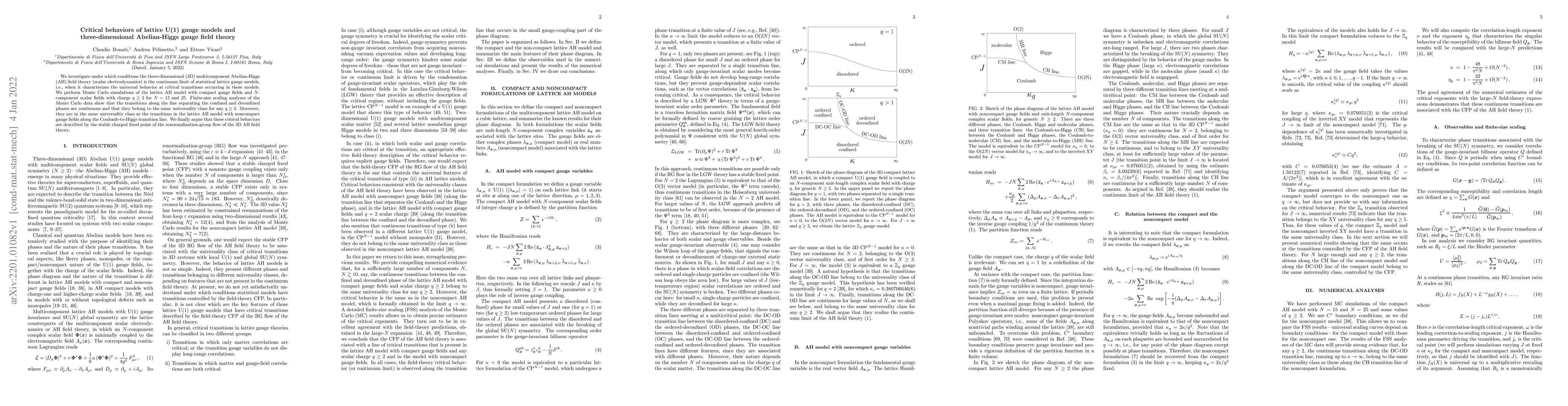 Thumbnail for Critical behaviors of lattice U(1) gauge models and three-dimensional
  Abelian-Higgs gauge field theory