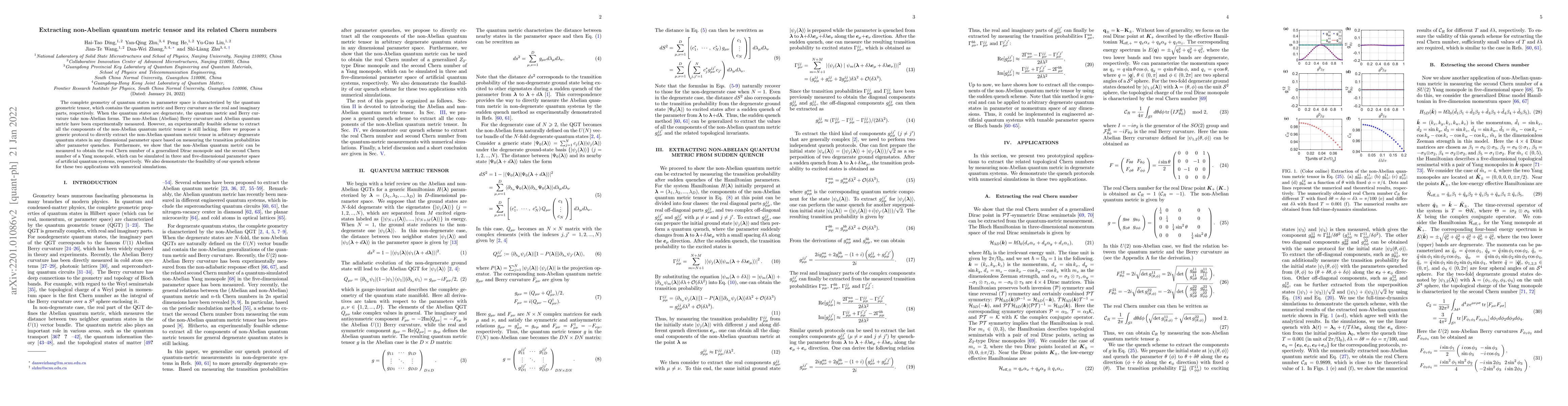 Thumbnail for Extracting non-Abelian quantum metric tensor and its related Chern
  numbers