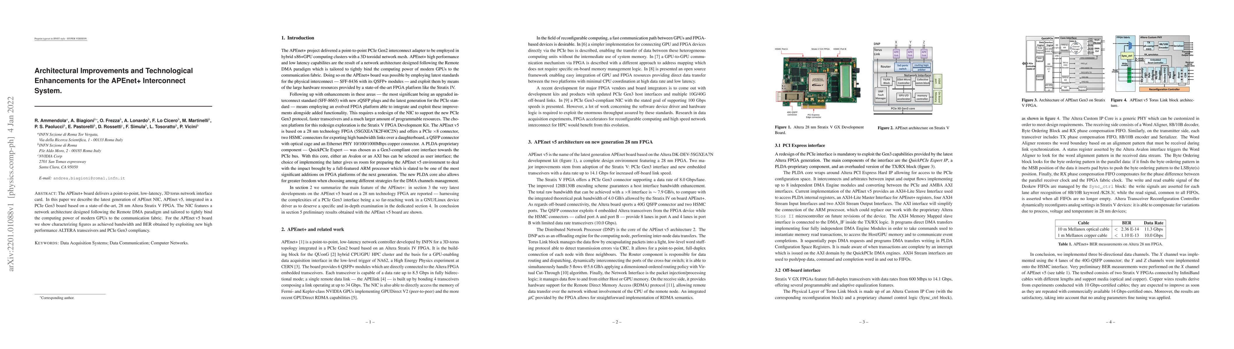 Thumbnail for Architectural improvements and technological enhancements for the
  APEnet+ interconnect system