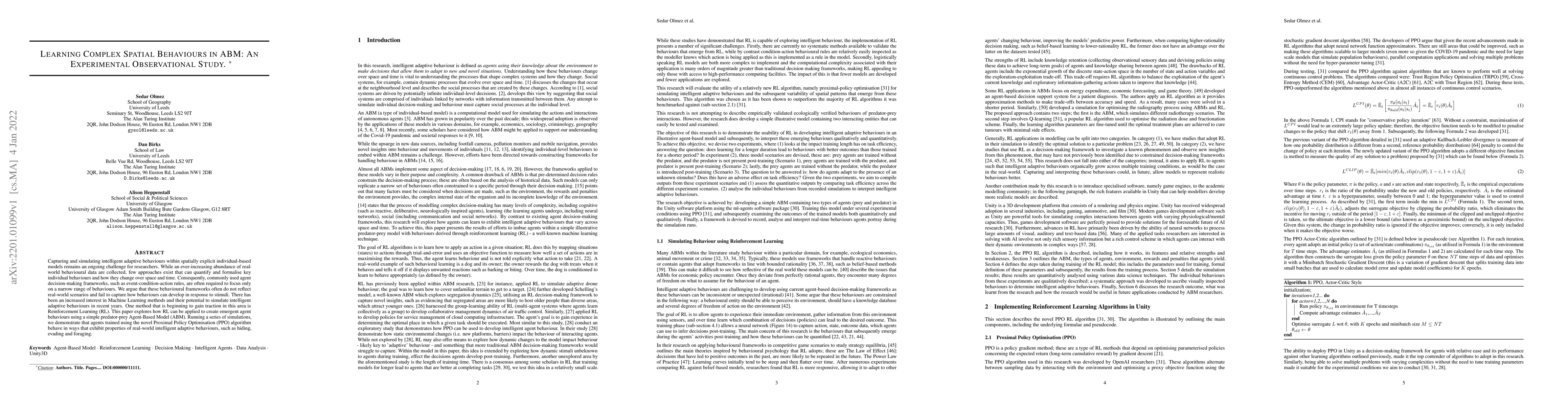 Thumbnail for Learning Complex Spatial Behaviours in ABM: An Experimental
  Observational Study