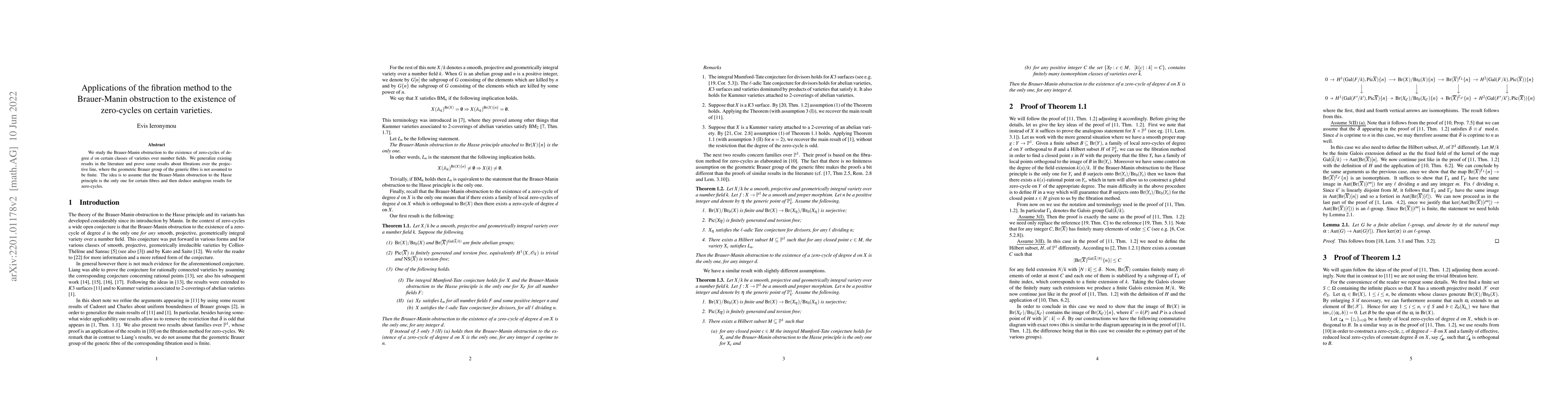 Thumbnail for Applications of the fibration method for zero-cycles to the Brauer-Manin
  obstruction to the existence of zero-cycles on certain varieties