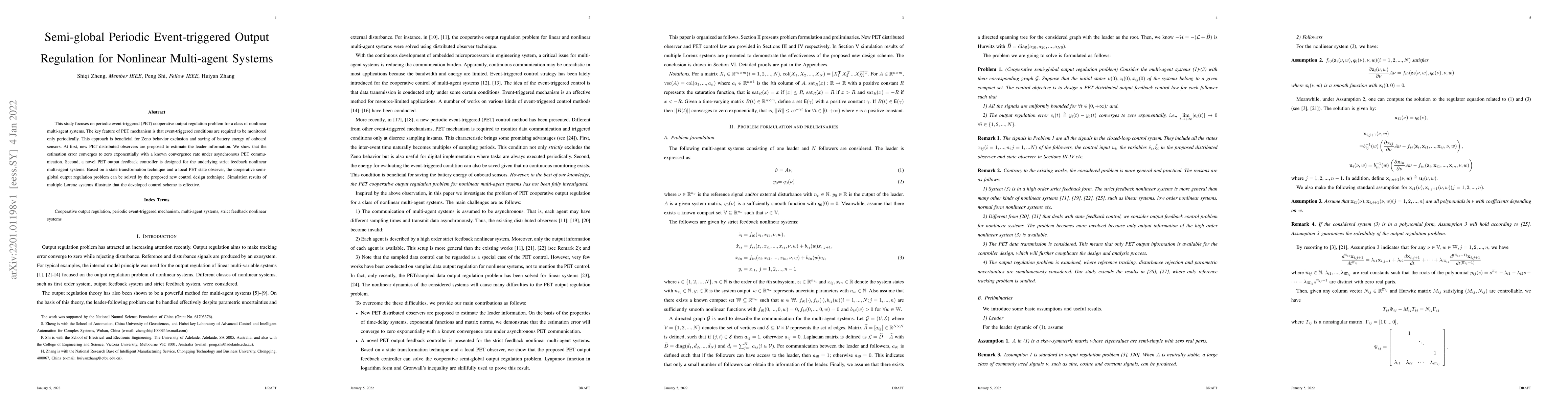 Thumbnail for Semi-global Periodic Event-triggered Output Regulation for Nonlinear
  Multi-agent Systems