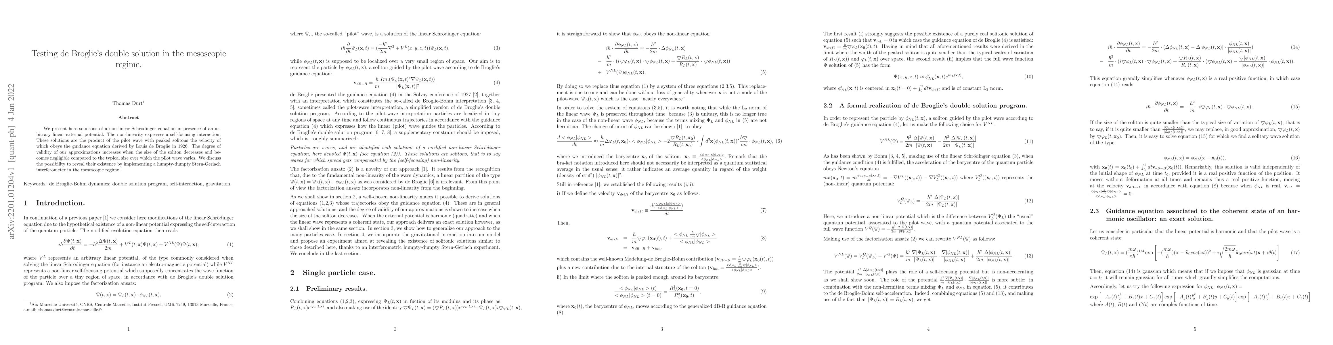 Thumbnail for Testing de Broglie's double solution in the mesoscopic regime
